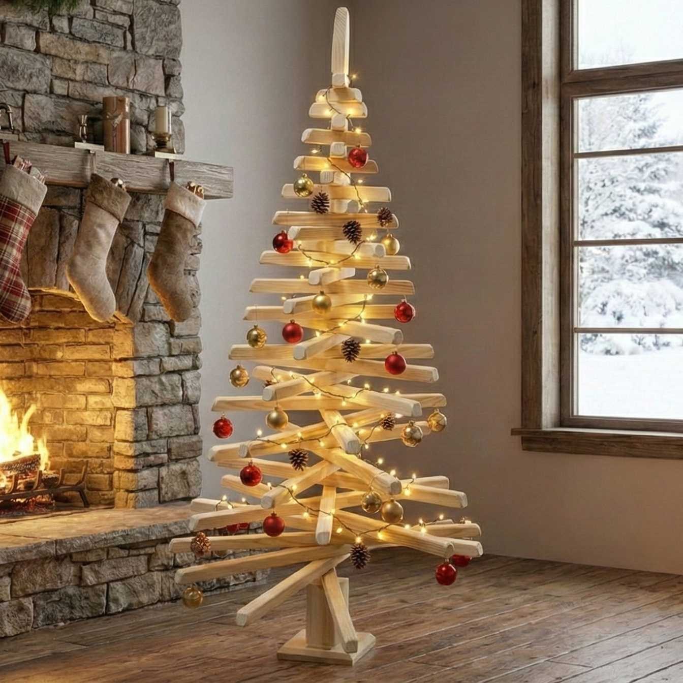 Sapin de Noël en Bois Artisanal - Le Familial -1m60 - (Copie) – Image 3